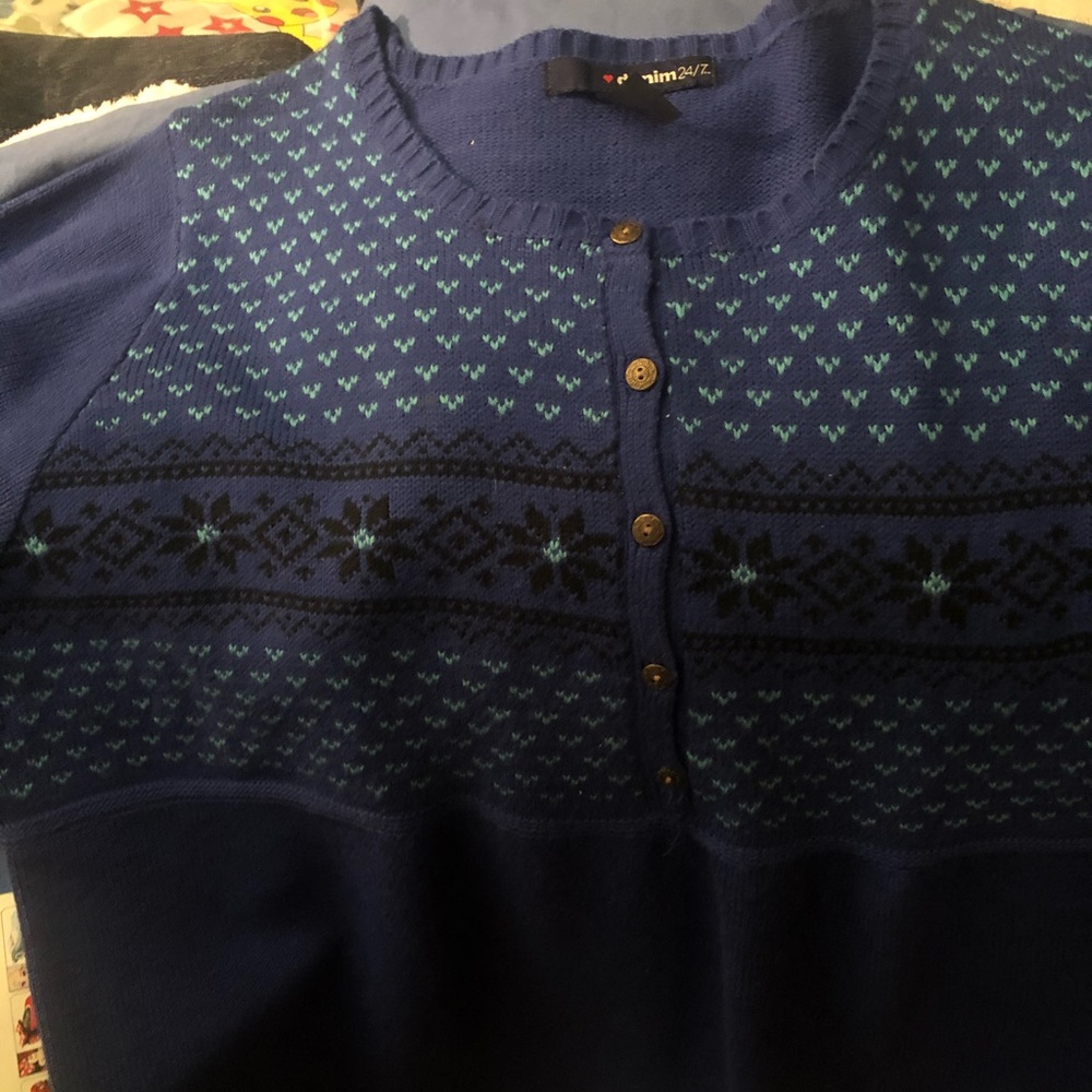 Dark Blue Lightweight Sweater by 24/7. Not bulky.